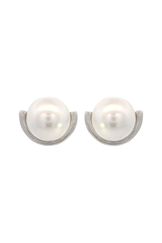 ADAGIO CRESCENT NINE-2-FIVE PEARL CRESCENT EARRINGS SILVER