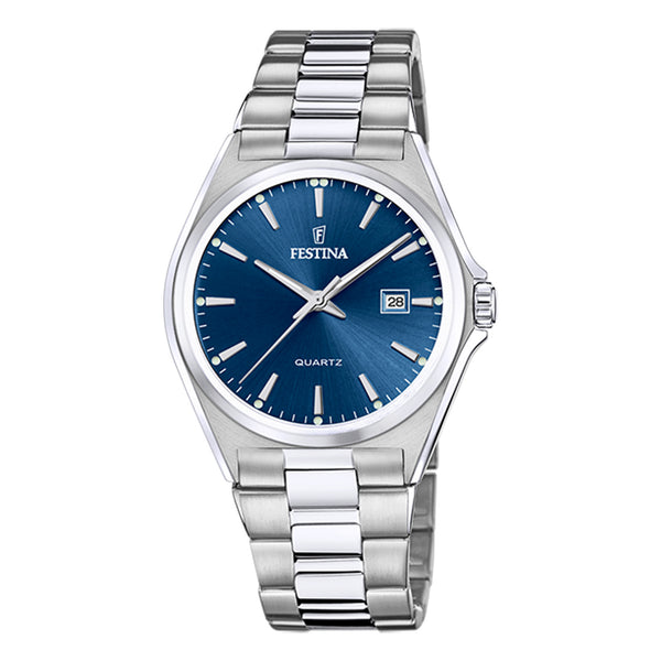 Festina  Classic 40mm Blue Dial Silver Stainless Steel  Watch