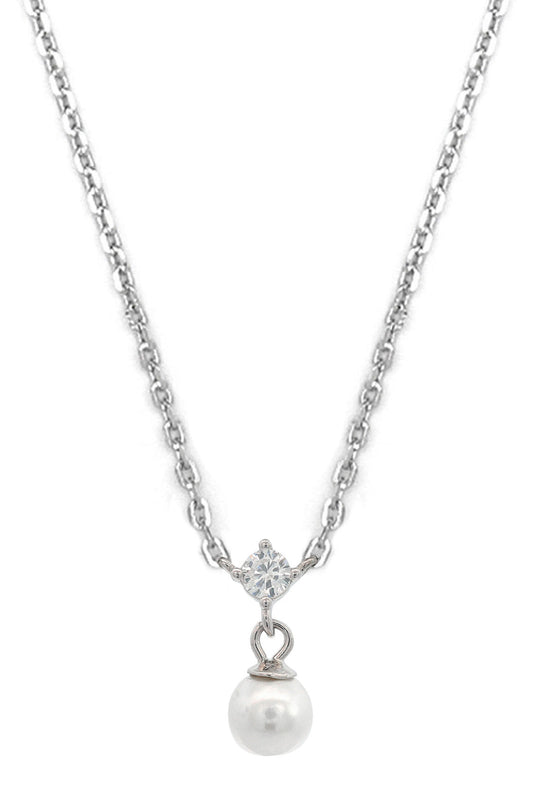ADAGIO TOUCH OF SPARKLE PEARL NECKLACE SILVER