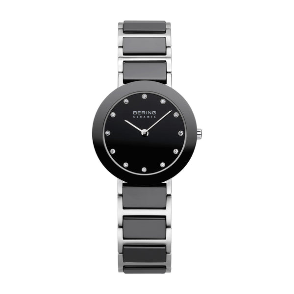 Bering Ceramic 29mm Black Silver Stainless Steel Strap Watch