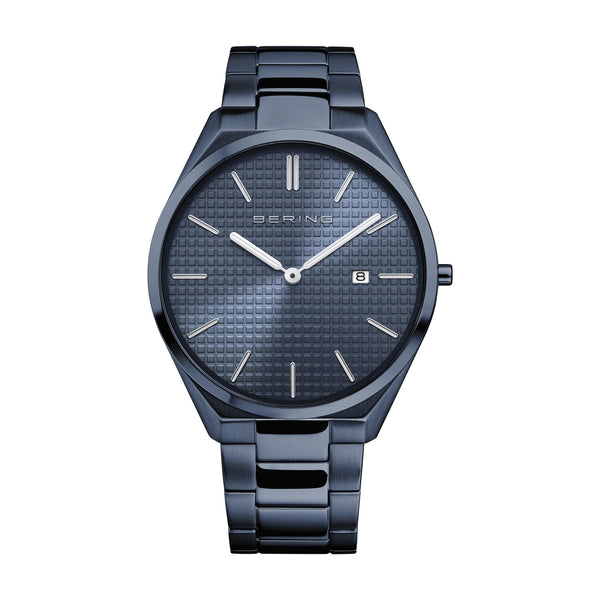 Bering Ultra Slim 40mm Blue Stainless Steel Strap Watch