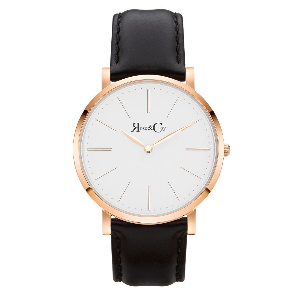 Rose & Coy Pinnacle Ultra Slim 40mm Rose Gold | Black Leather Watch