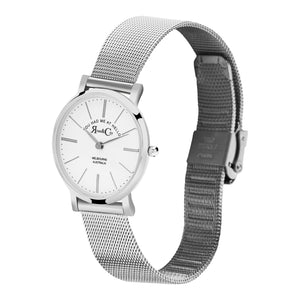 Rose & Coy You had me at hello 30mm Silver | Mesh Strap Watch