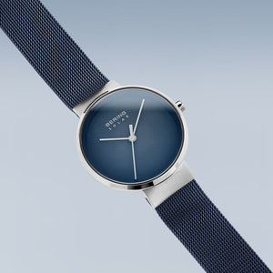 Bering Ladies Brushed Silver Solar Blue Watch