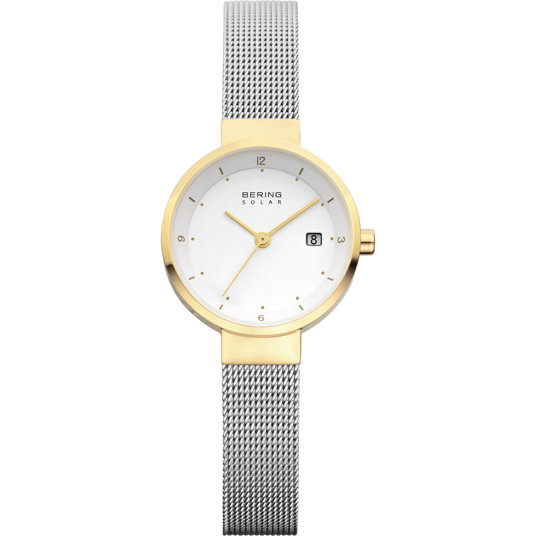 Bering Ladies Slim Solar White Watch