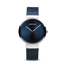 Load image into Gallery viewer, Bering Classic Brushed Silver Blue Mesh Watch