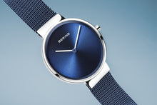 Load image into Gallery viewer, Bering Classic Brushed Silver Blue Mesh Watch