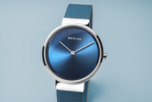 Load image into Gallery viewer, Bering Classic Polished Silver Blue Mesh Watch