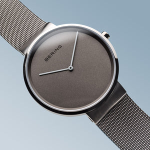 Bering Classic  Brushed Silver 39mm Grey Mesh Watch