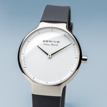 Load image into Gallery viewer, Bering Max René Polished Silver Silicone Watch