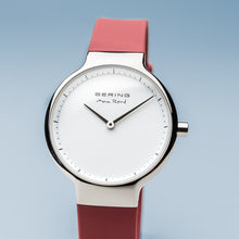 Load image into Gallery viewer, Bering Max René Polished Silver Red Silicone Watch