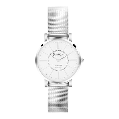 Rose & Coy True friends 30mm Silver | Mesh Strap Watch
