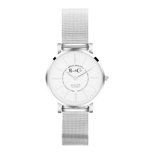 Rose & Coy True friends 30mm Silver | Mesh Strap Watch