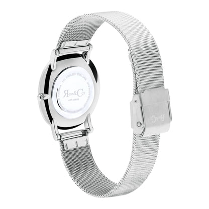 Rose & Coy Mini Pinnacle Ultra Slim 34mm Silver | Mesh Strap Watch