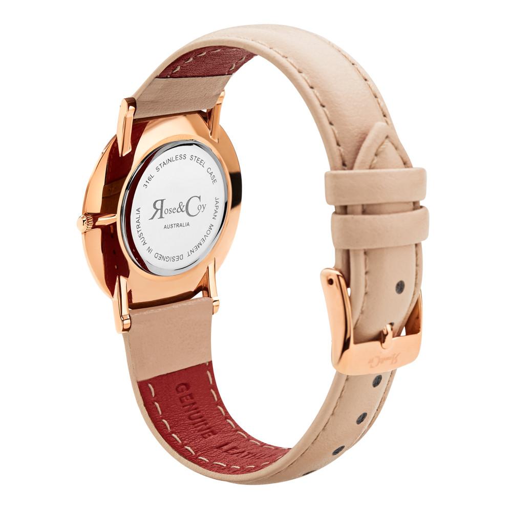 Rose & Coy Mini Pinnacle Ultra Slim 34mm Rose Gold | Peach Leather Watch