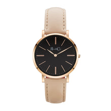 Load image into Gallery viewer, Rose &amp; Coy Mini Pinnacle Ultra Slim 34mm Black Dial | Peach Leather Watch