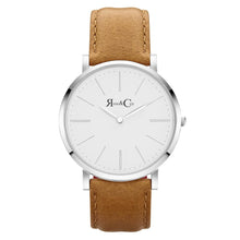 Load image into Gallery viewer, Rose &amp; Coy Pinnacle Ultra Slim 40mm Silver | Tan Leather Watch