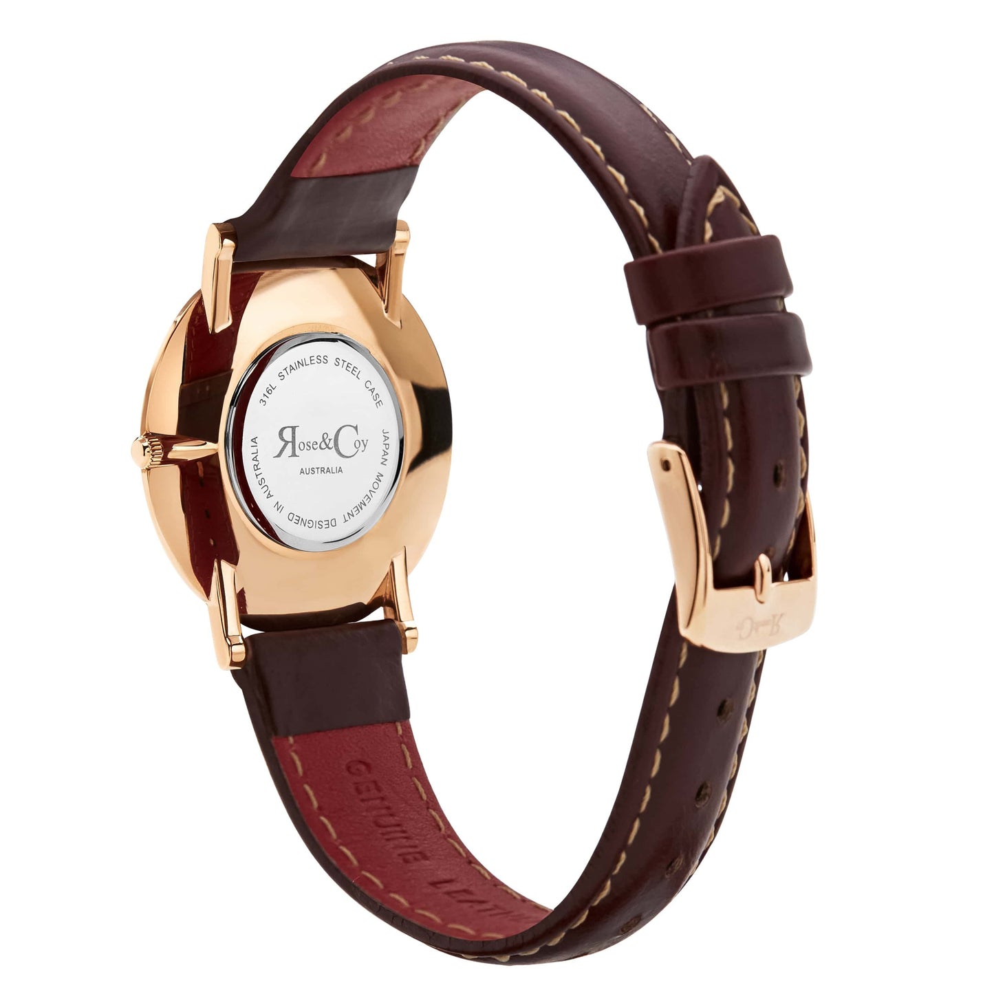 Rose & Coy Mini Pinnacle Ultra Slim 34mm Rose Gold | Dark Brown | Blue Sunray Dial Watch