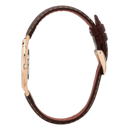 Rose & Coy Mini Pinnacle Ultra Slim 34mm Rose Gold | Dark Brown | Blue Sunray Dial Watch