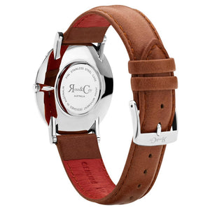 Rose & Coy Pinnacle Ultra Slim 40mm Silver | Brown Leather Watch