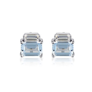 GEORGINI EMILIO AQUAMARINE DOUBLE BAGUETTE EARRINGS