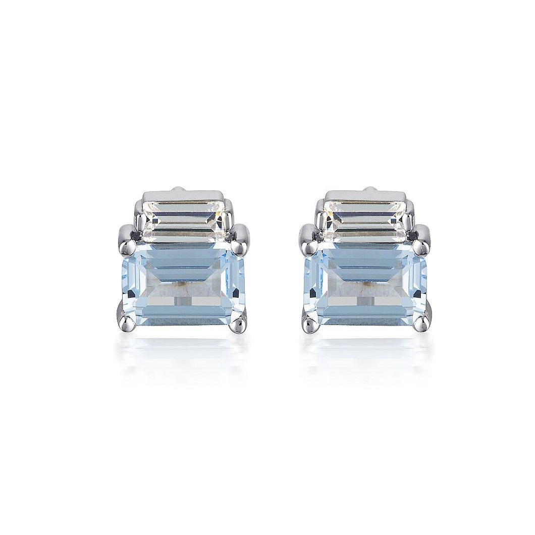 GEORGINI EMILIO AQUAMARINE DOUBLE BAGUETTE EARRINGS