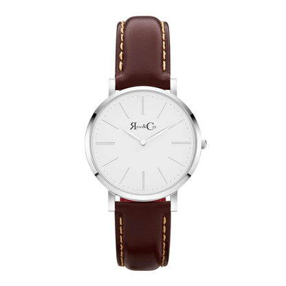 Rose & Coy Mini Pinnacle Ultra Slim 34m Silver | Dark Brown Watch