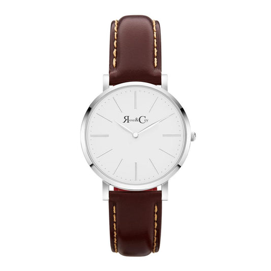 Rose & Coy Mini Pinnacle Ultra Slim 34m Silver | Dark Brown Watch