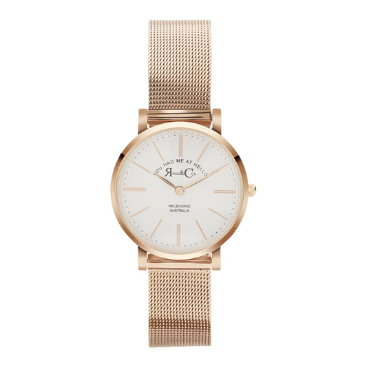 Rose & Coy You had me at hello 30mm Rose Gold | Mesh Strap Watch