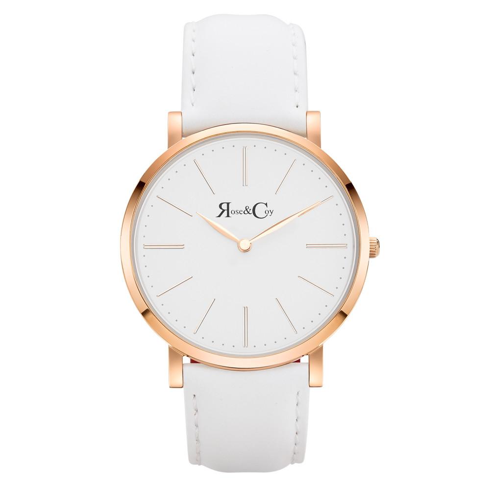 Rose & Coy Pinnacle Ultra Slim 40mm Rose Gold | White Leather Watch