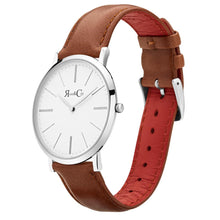 Load image into Gallery viewer, Rose &amp; Coy Pinnacle Ultra Slim 40mm Silver | Brown Leather Watch
