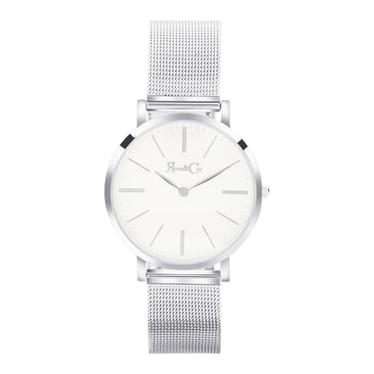 Rose & Coy Mini Pinnacle Ultra Slim 34mm Silver | Mesh Strap Watch