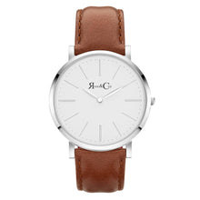 Load image into Gallery viewer, Rose &amp; Coy Pinnacle Ultra Slim 40mm Silver | Brown Leather Watch