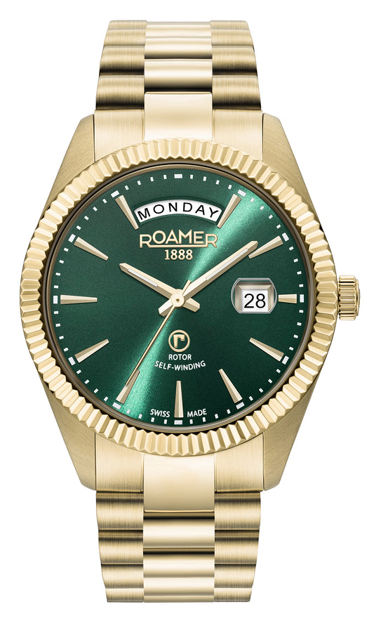 Roamer Primeline Daydate II Gold Bracelet Watch