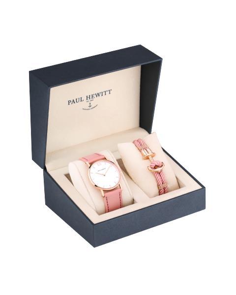 Paul Hewitt Perfect Match Gift Set (Sailor White Sand Watch and Pink Phrep Medium)