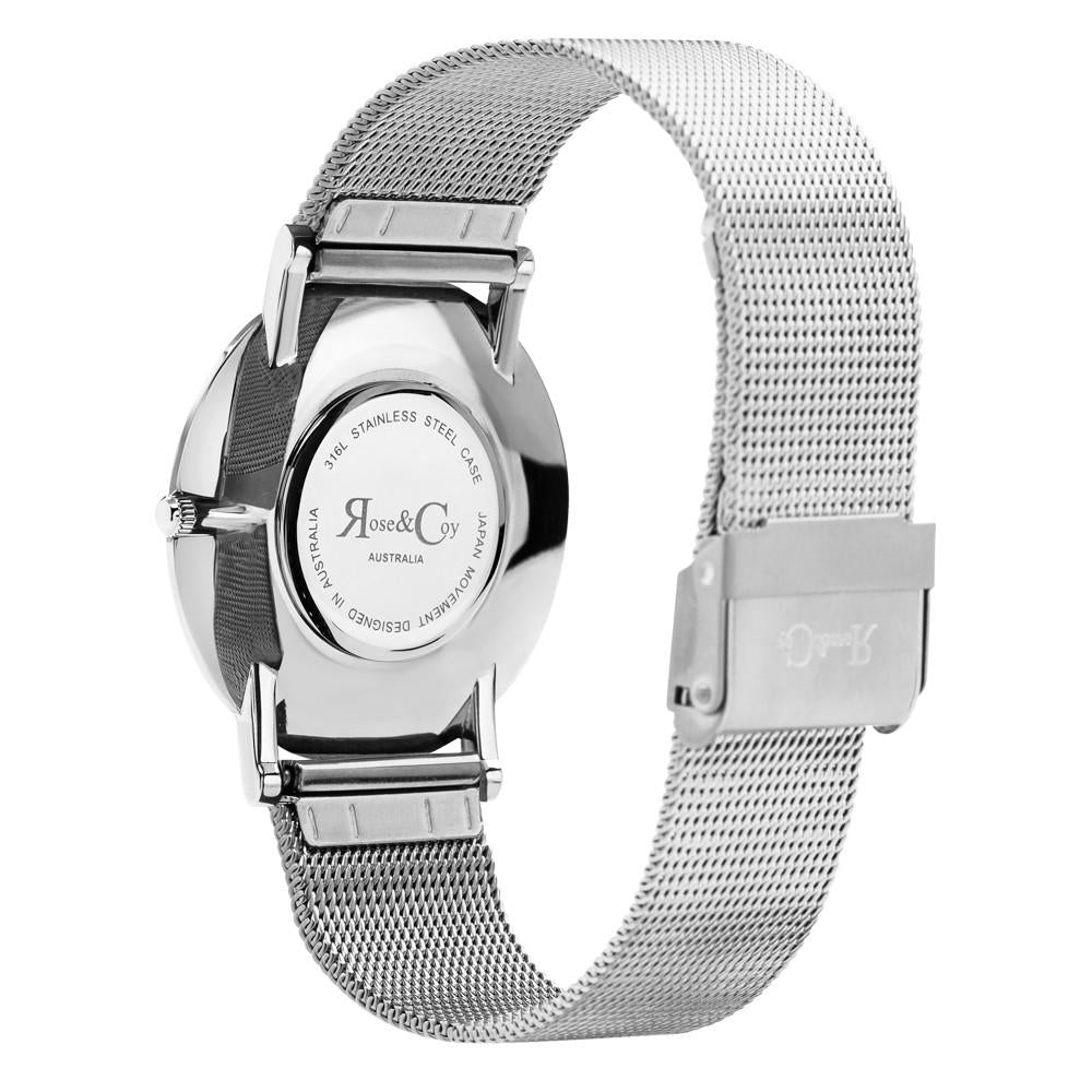 Rose & Coy Pinnacle Ultra Slim 40mm Silver | Mesh Strap Watch