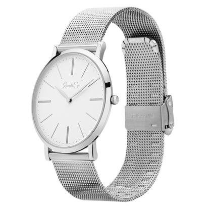 Rose & Coy Pinnacle Ultra Slim 40mm Silver | Mesh Strap Watch