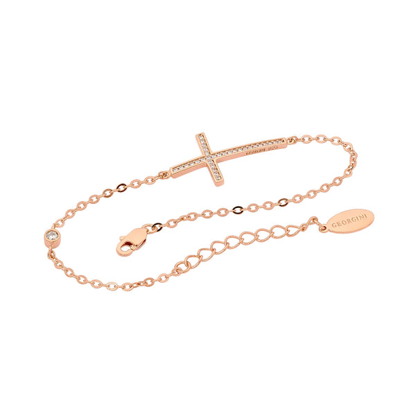 GEORGINI CROSS BRACELET ROSE GOLD