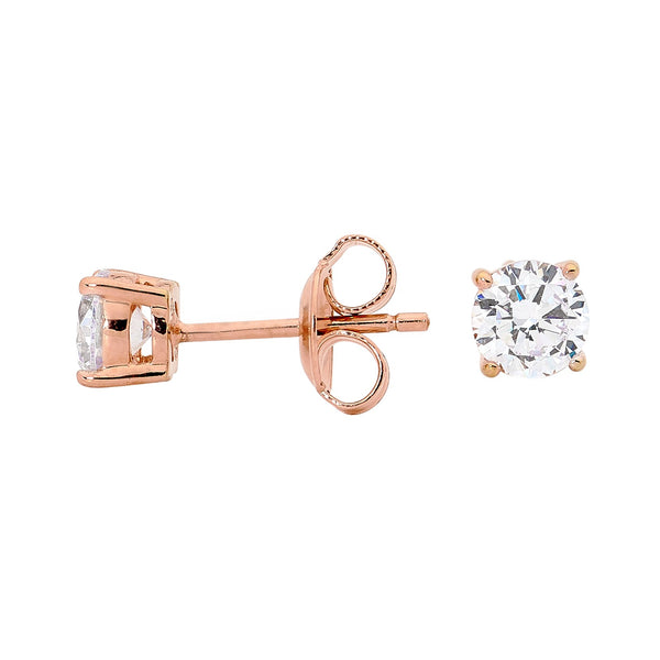 GEORGINI 5MM CLEAR ROUND STUD ROSE GOLD