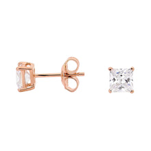 Load image into Gallery viewer, GEORGINI 5MM CLEAR SQUARE STUD ROSE GOLD