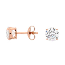 Load image into Gallery viewer, GEORGINI CLEAR ROUND STUDS ROSE GOLD