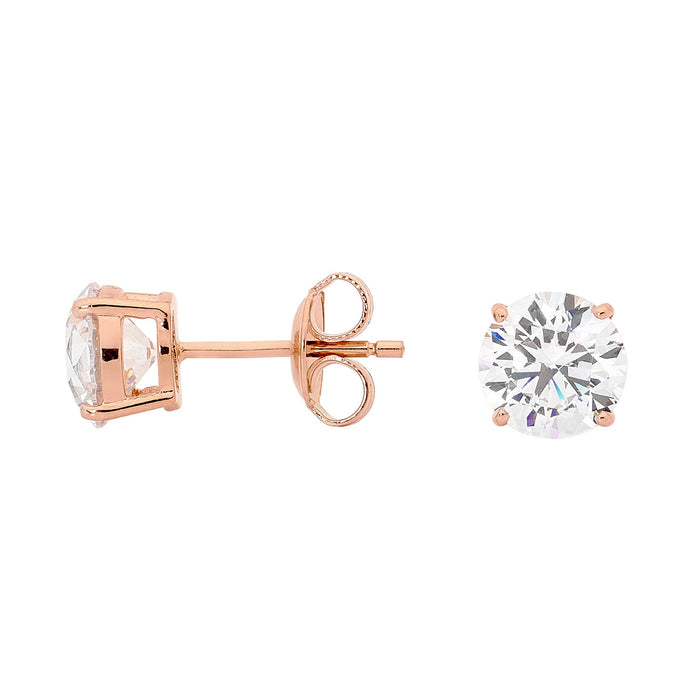 GEORGINI CLEAR ROUND STUDS ROSE GOLD