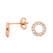 Load image into Gallery viewer, GEORGINI BABY CIRCLE CZ STUD EARRING ROSE GOLD