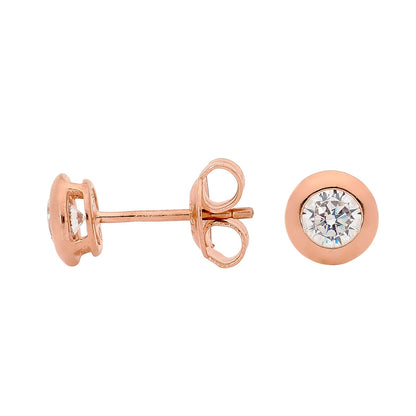 WHITE CZ HIGH SHINE STUD EARRING ROSE G