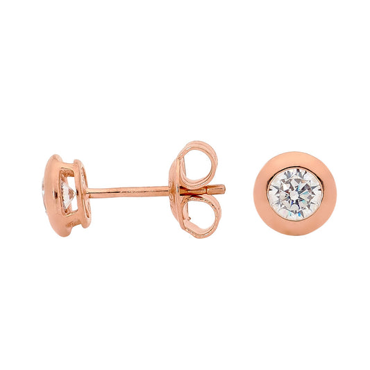 WHITE CZ HIGH SHINE STUD EARRING ROSE G