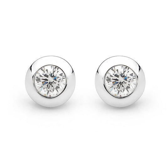 WHITE CZ HIGH SHINE STUD EARRING