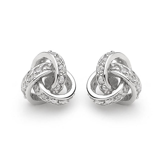 LOVE KNOT CLEAR CZ EARRINGS