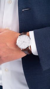 Gant Park Hill III White Dial Brown Leather