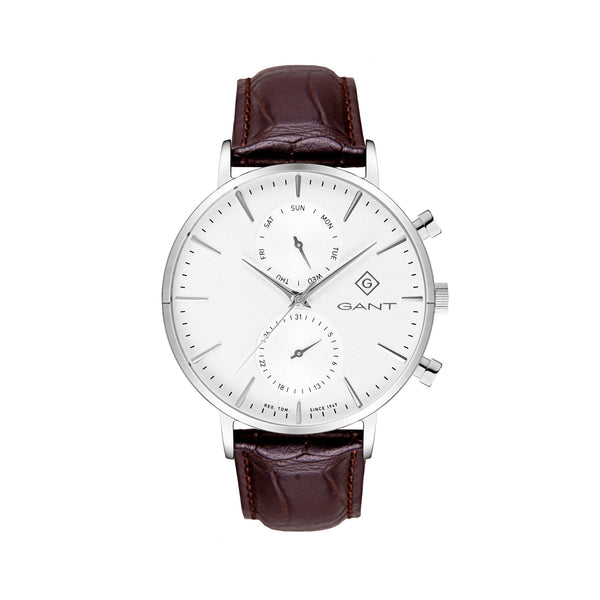 Gant Park Hill Day-Date II White Dial Brown Leather