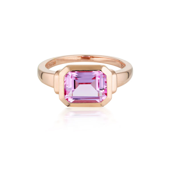 GEORGINI EMILIO PINK SAPPHIRE ROSE GOLD ZION RING